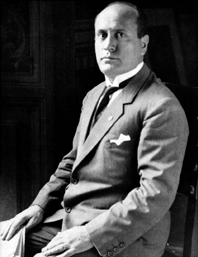 Benito Mussolini seated portrait in suit and tie facing left