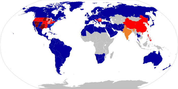 Laws regarding first-cousin marriage around the world.