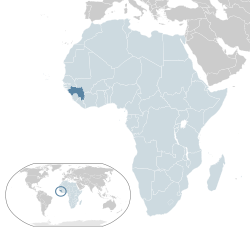 Ligging van Guinee (donkergroen)