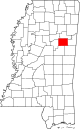 State map highlighting Oktibbeha County