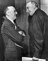 John Maynard Keynes greeting Harry Dexter White, then a senior official in the U.S. Treasury Department