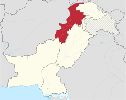 Khyber Pakhtunkhwa แสดงในปากีสถาน (พื้นที่ฟักระบุว่าอ้างสิทธิ์ แต่ไม่ใช่ดินแดนควบคุม