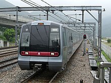 Light-rail train on a straightaway