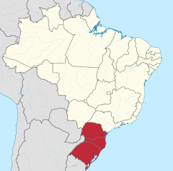 Localisation de la région sud au Brésil