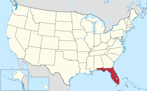 Mapa de los Estados Unidos con Florida resaltada