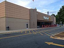 The exterior of a Walmart Discount Store in Charlotte, North Carolina