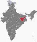 Map of India highlighting Jharkhand, in the northeast
