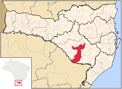 Ligging in die staat Santa Catarina en Brasilië