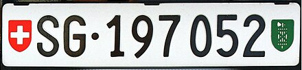 Switzerland licence plate 2007 from Sankt Gallen canton.jpg