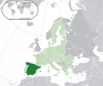 Map showing Spain in Europe