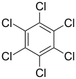 Skeletformule van hexachloorbenzeen