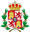 Lesser Royal Coat of Arms of Spain (1700-1868 and 1874-1930) Laurel Variant.svg