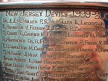 A section of the Stanley Cup engravings headlined "New Jersey Devils 1999–2000".