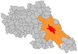 ที่ตั้งของ Iași และปริมณฑลใน Iași County