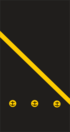 A diagonal gold stripe above three circles containing fouled anchors