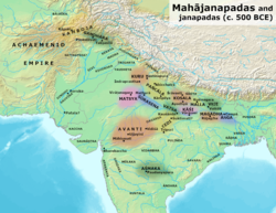 Map of India during the 6th century BCE