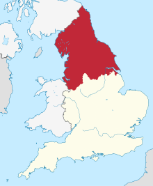 The three Northern England government regions shown within England, without regional boundaries. Other cultural definitions of the North vary.