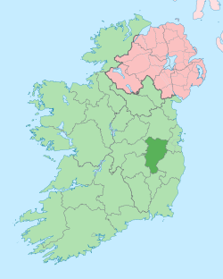 Localização do Condado de Kildare (verde escuro) na Irlanda