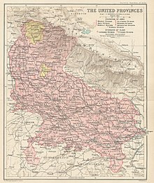 แผนที่ของ United Provinces จากราชกิจจานุเบกษาของอินเดีย (1907-1909).jpg