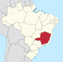 Lage des Bundesstaates Minas Gerais in Brasilien