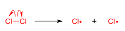 Homolytic bond cleavage of chlorine