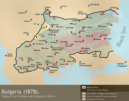Map of Bulgaria according to the Treaty of San Stefano