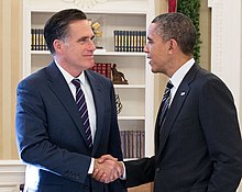 Photograph of Barack Obama and Mitt Romney