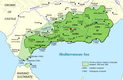 Territorio del Reino Nazarí de los siglos XIII al XV
