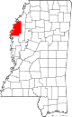 State map highlighting Bolivar County