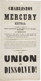 Newspaper in extra large text, noting "Union is Dissolved"