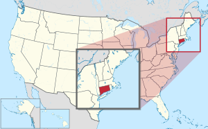 Mapa de los Estados Unidos con Connecticut resaltado