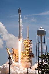 A SpaceX Falcon 9 rocket launching BulgariaSat-1 in June 2017