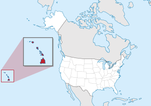 แผนที่ของสหรัฐอเมริกาที่มีการเน้นฮาวาย