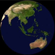Malaysia on a satellite map globe