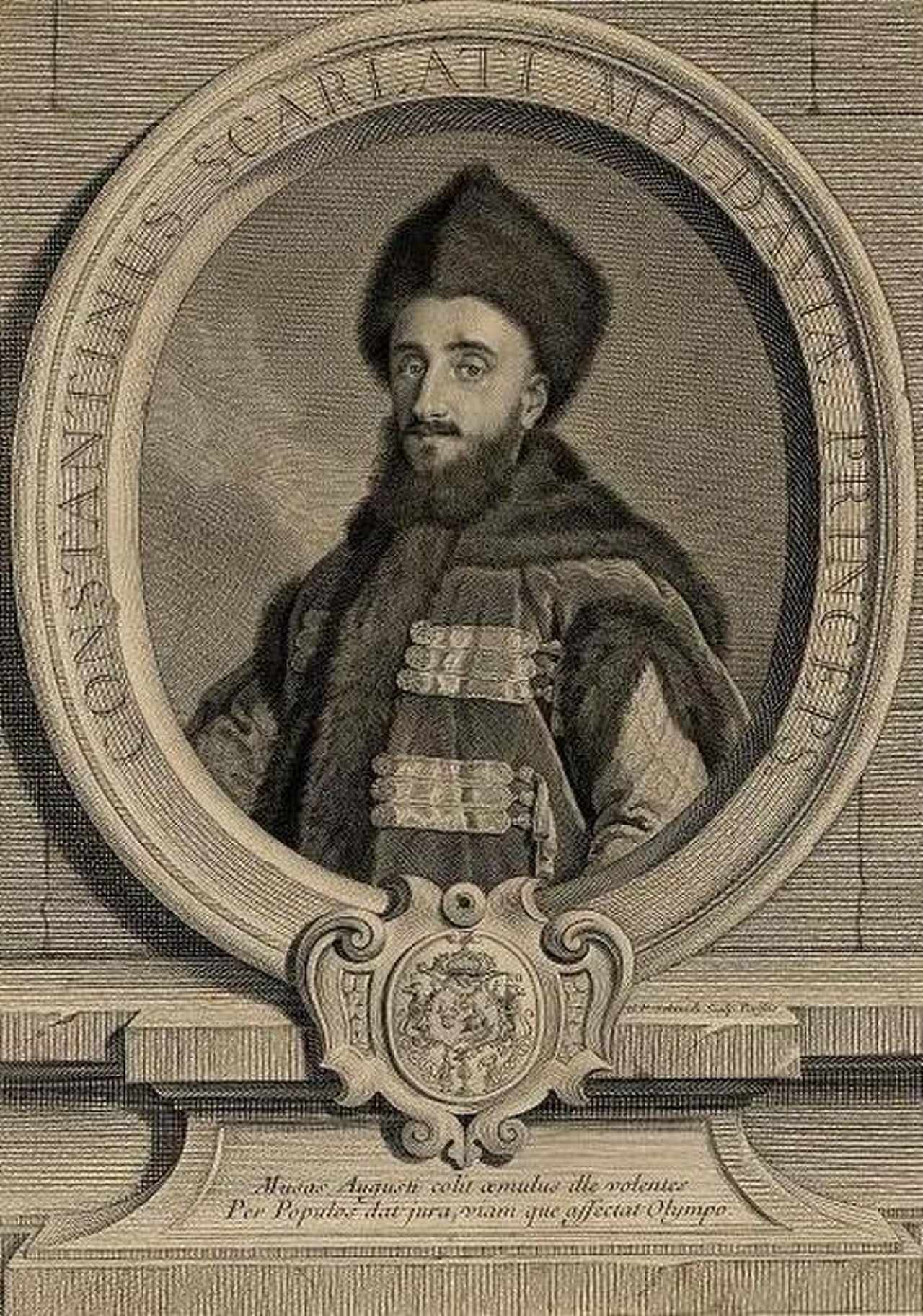 Engraving of a bearded man wearing a hat