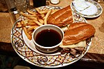French dip sandwich with jus on the side