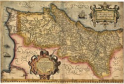Reino de los Algarves dentro del Reino de Portugal en un mapa publicado en 1561