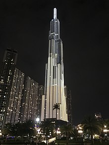 Photograph of Vietnam's tallest skyscraper, the Landmark 81, located in Bình Thạnh District in Ho Chi Minh City
