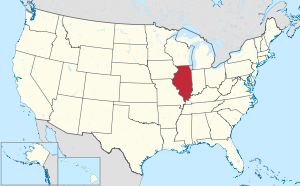 Mapa de los Estados Unidos con Illinois resaltado