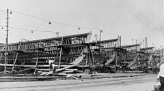 SC-1-class submarine chasers being built at the Brooklyn Navy Yard in 1917