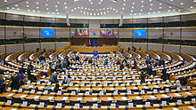 الدورة الدموية للبرلمان الأوروبي في بروكسل ، بلجيكا