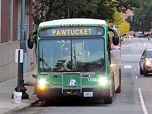 A Pawtucket-bound RIPTA bus in Providence