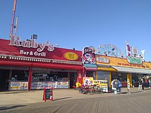 Ruby's and Nathan's, two longtime restaurants on the boardwalk. Ruby's is on the left while Nathan's is on the right.