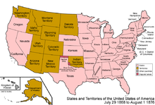 Map of the U.S. from 1868 to 1876