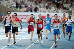 4 x 400 m men final Barcelona 2010.jpg