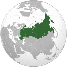 Rusia en el mundo con territorios no reconocidos [a] en verde claro.