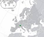 Map showing Switzerland in Europe