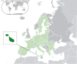 Map showing Malta in Europe