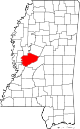 State map highlighting Yazoo County