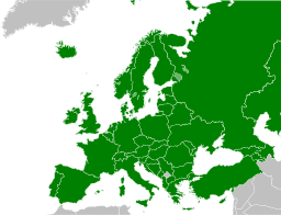 Mapa de Europa, que abarca toda la zona de Bolonia.